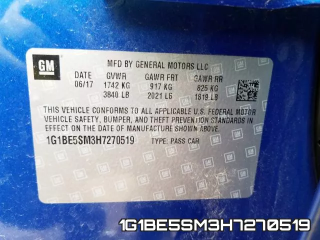 1G1BE5SM3H7270519 фото 2