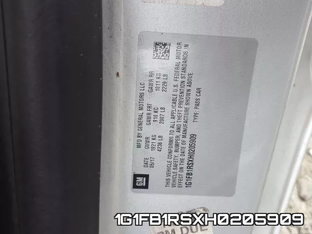 1G1FB1RSXH0205909 фото 2