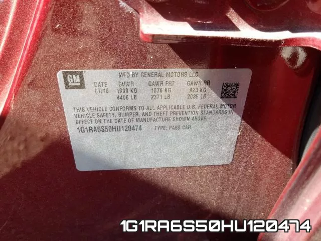 1G1RA6S50HU120474 фото 2