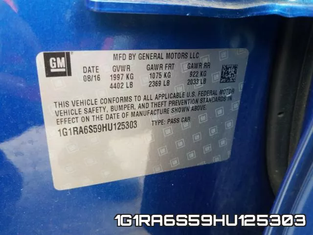 1G1RA6S59HU125303 фото 2