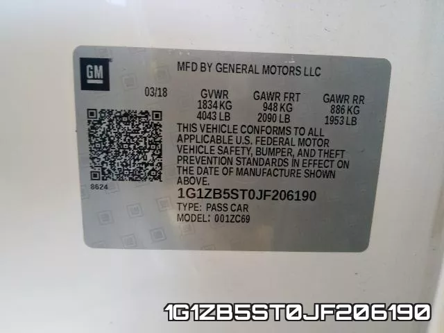 1G1ZB5ST0JF206190 фото 2