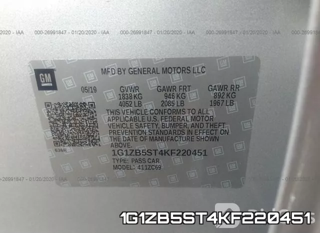 1G1ZB5ST4KF220451 фото 10