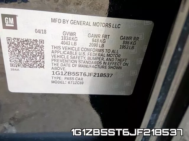 1G1ZB5ST6JF218537 фото 2