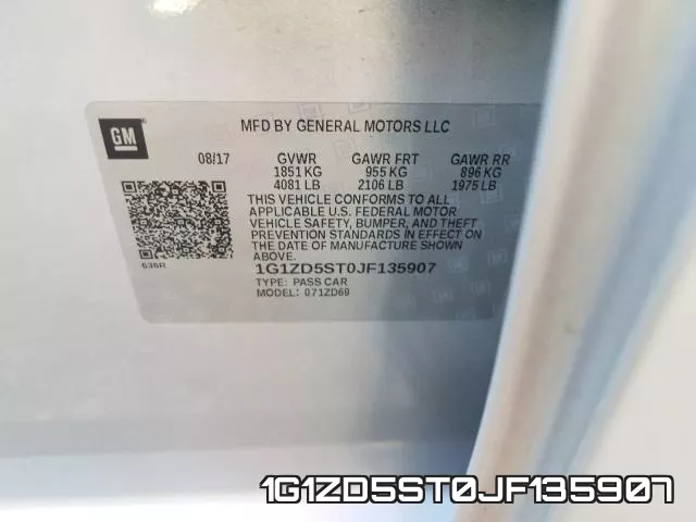 1G1ZD5ST0JF135907 фото 2
