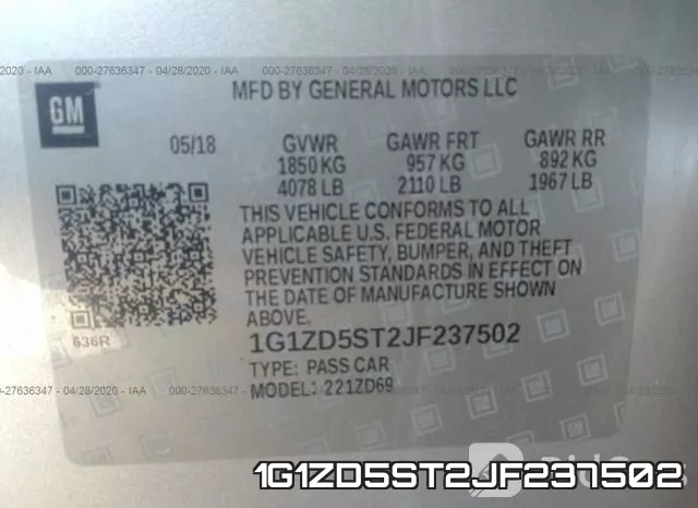 1G1ZD5ST2JF237502 фото 10
