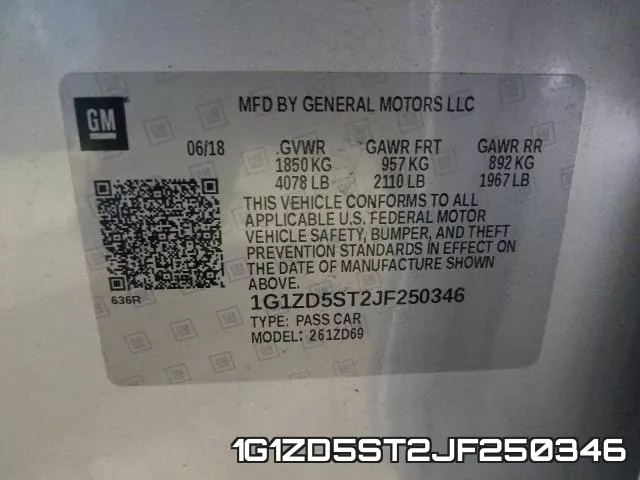 1G1ZD5ST2JF250346 фото 2