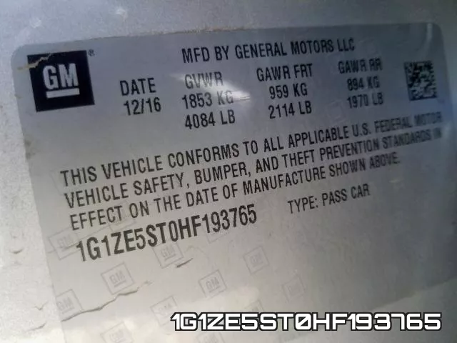 1G1ZE5ST0HF193765 фото 2