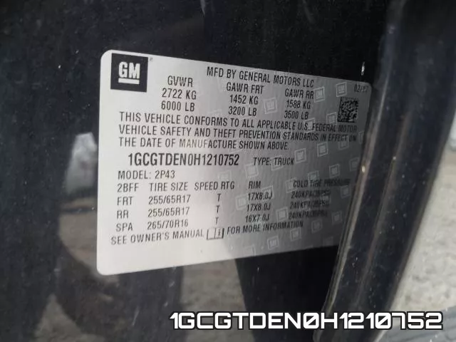 1GCGTDEN0H1210752 фото 2