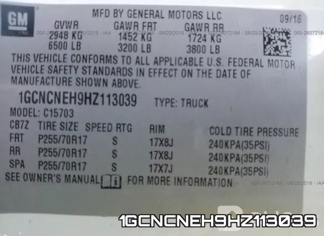 1GCNCNEH9HZ113039 фото 10