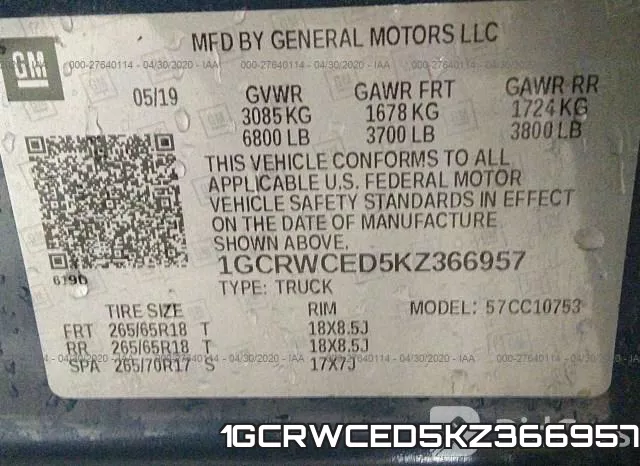 1GCRWCED5KZ366957 фото 9
