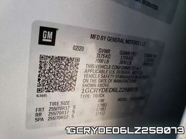 1GCRYDED6LZ258073 фото 2