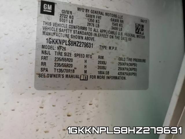 1GKKNPLS8HZ279631 фото 2