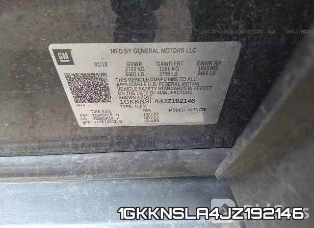 1GKKNSLA4JZ192146 фото 10