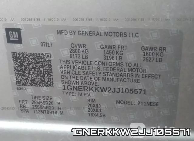 1GNERKKW2JJ105571 фото 10