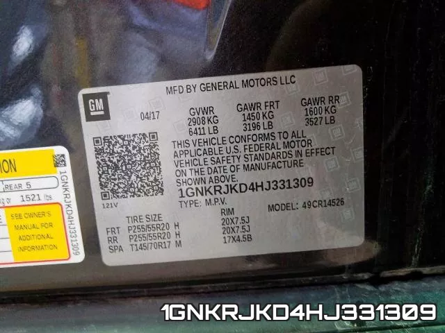 1GNKRJKD4HJ331309 фото 2
