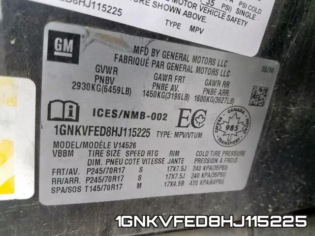 1GNKVFED8HJ115225 фото 2