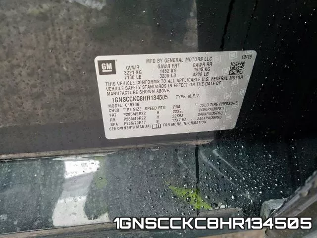 1GNSCCKC8HR134505 фото 2