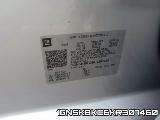 1GNSKBKC6KR307460 фото 2