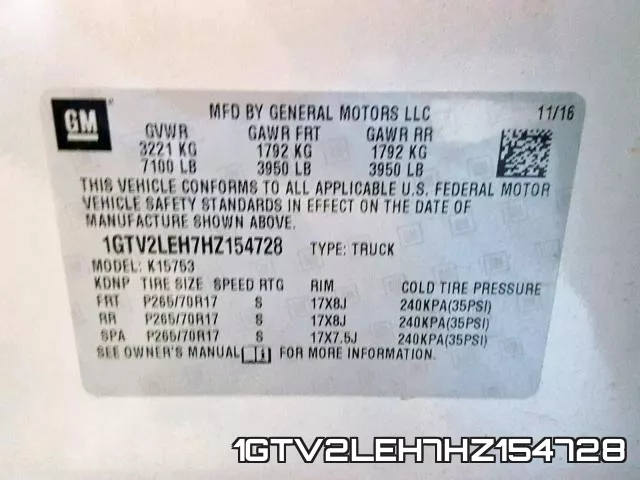 1GTV2LEH7HZ154728 фото 2