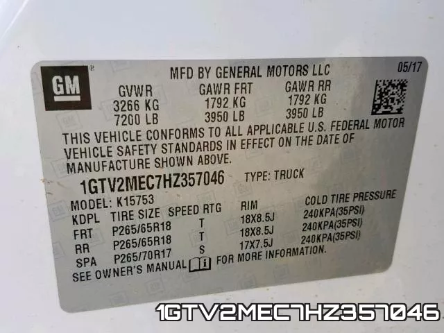 1GTV2MEC7HZ357046 фото 2