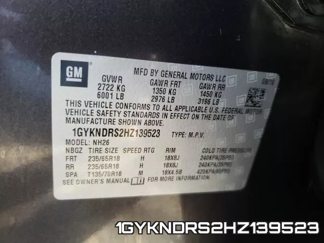 1GYKNDRS2HZ139523 фото 2