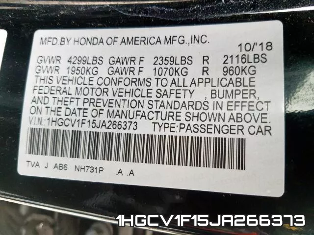 1HGCV1F15JA266373 фото 2