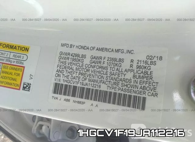 1HGCV1F19JA112216 фото 10
