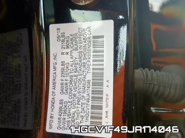1HGCV1F49JA174046 фото 2