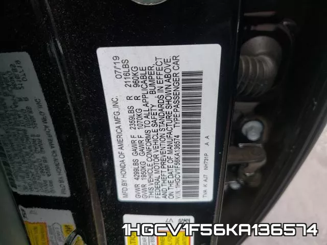 1HGCV1F56KA136574 фото 2