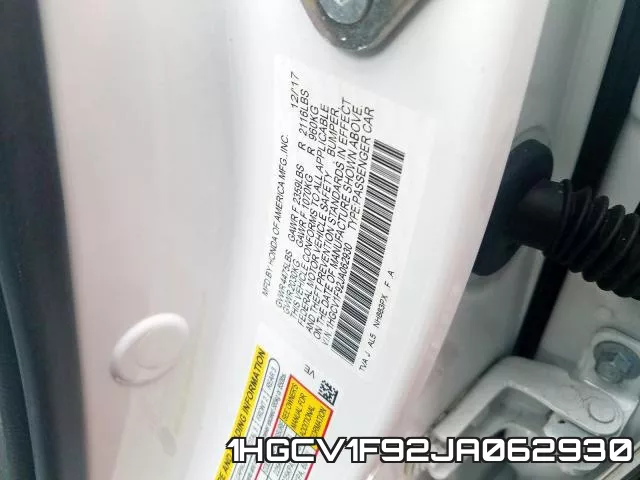 1HGCV1F92JA062930 фото 2