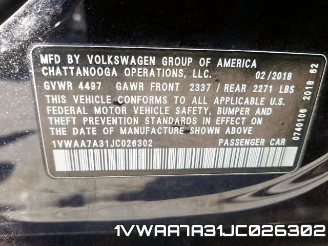 1VWAA7A31JC026302 фото 2