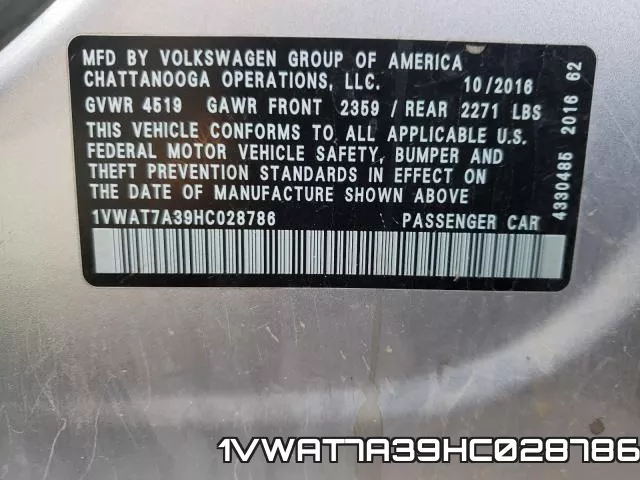 1VWAT7A39HC028786 фото 2