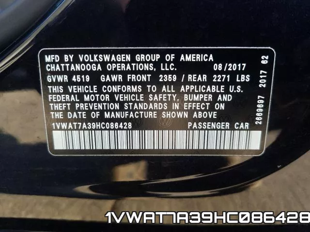 1VWAT7A39HC086428 фото 2
