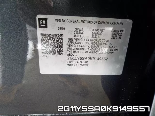 2G11Y5SA0K9149557 фото 2