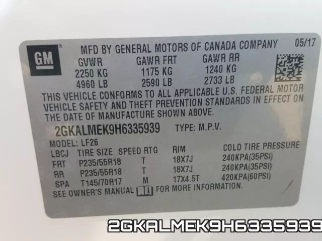 2GKALMEK9H6335939 фото 2