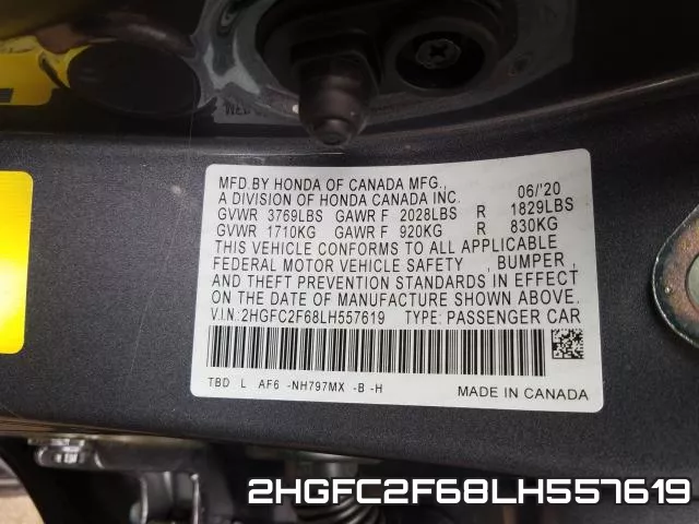 2HGFC2F68LH557619 фото 2