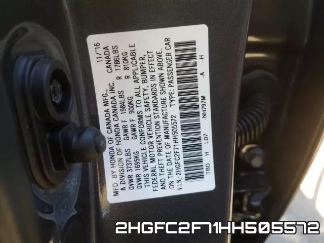 2HGFC2F71HH505572 фото 2