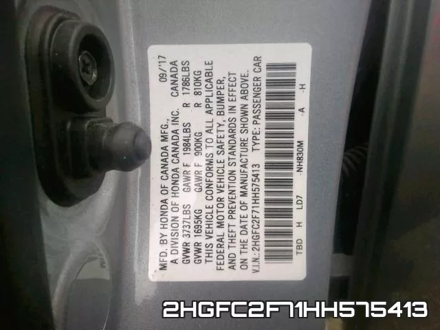 2HGFC2F71HH575413 фото 2