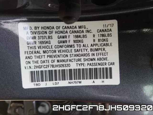 2HGFC2F78JH509320 фото 2