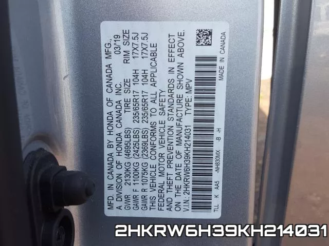 2HKRW6H39KH214031 фото 2