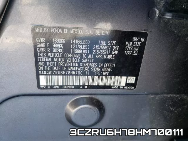 3CZRU6H78HM700111 фото 2