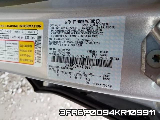 3FA6P0D94KR109911 фото 2