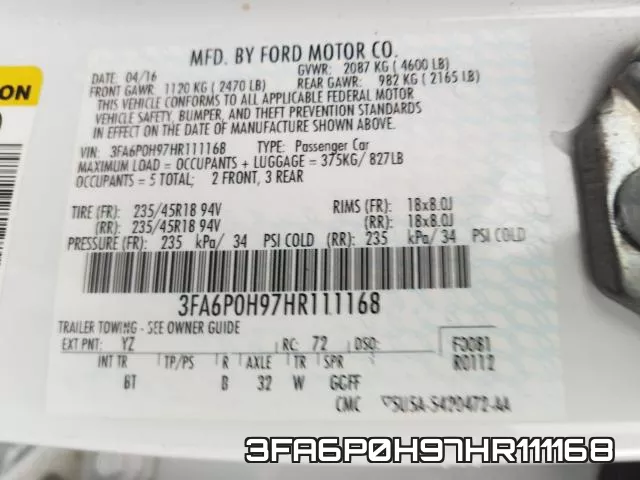 3FA6P0H97HR111168 фото 2