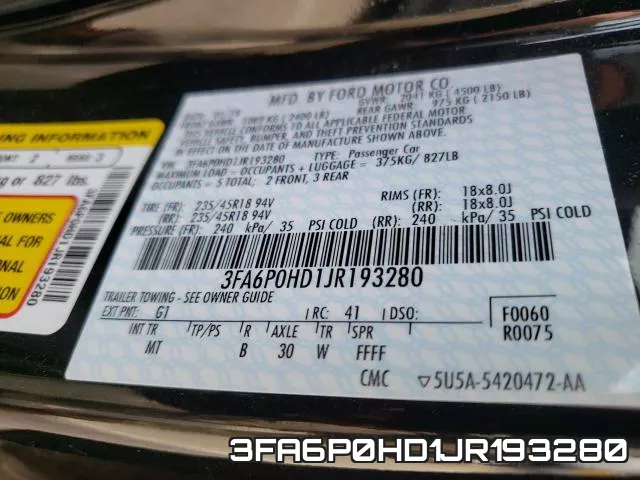 3FA6P0HD1JR193280 фото 2