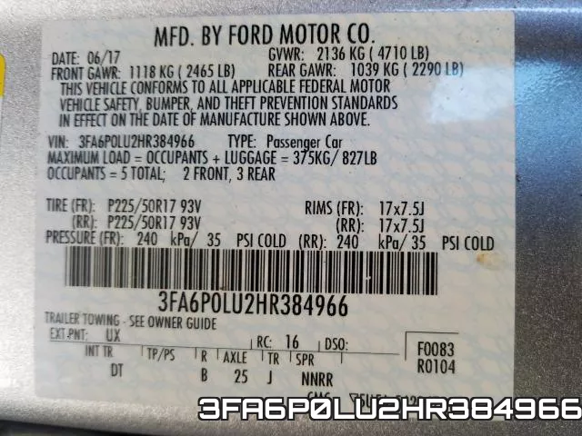 3FA6P0LU2HR384966 фото 2