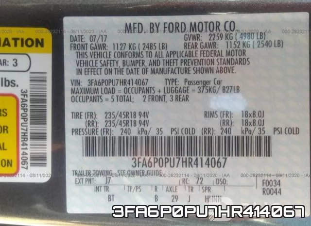 3FA6P0PU7HR414067 фото 10
