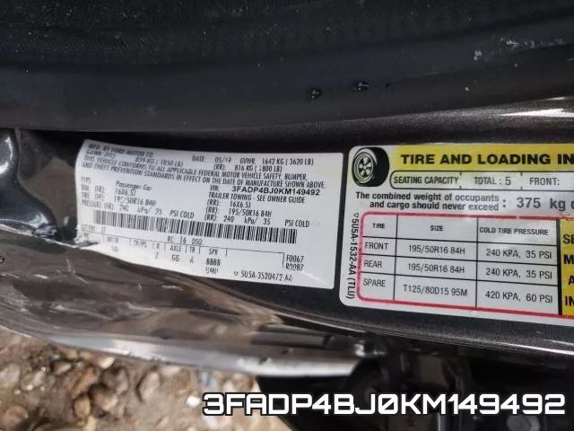 3FADP4BJ0KM149492 фото 2
