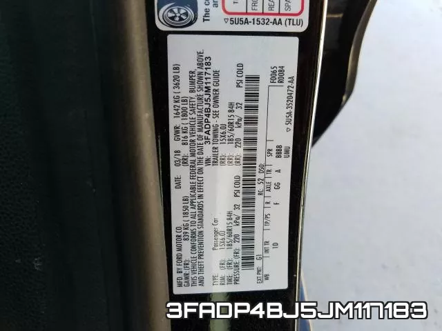 3FADP4BJ5JM117183 фото 2