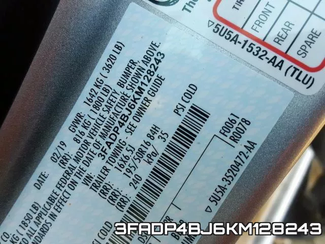 3FADP4BJ6KM128243 фото 2