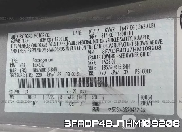 3FADP4BJ7HM109208 фото 10